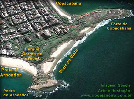 Situação da Pedra do Arpoador Situação da Pedra do Arpoador