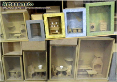 Miniatura artesanal de m&oacute;veis e pequenos ambientes feitos em mdf e madeira