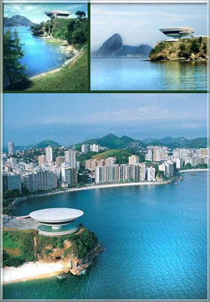 Museu de arte de Niteroi, com vista da ba&iacute;a de Guanabara