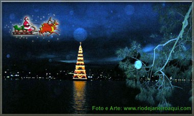 Imagem artisticamente trabalhada com inser&ccedil;&atilde;o do tren&oacute; de Papai Noel