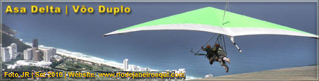 Piloto e passageiro em v&ocirc;o de asa delta saltando da Pedra Bonita no Rio de Janeiro
