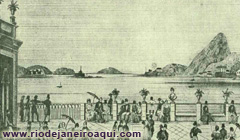 Baia de Guanabara vista do Passeio P&uacute;blico em 1845
