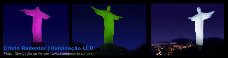 Cristo Redentor ilumnado por relfetores de LED