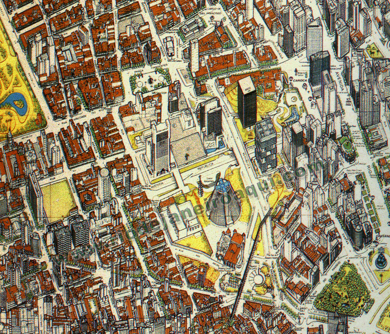 Esplanada do morro de Santo António ubanizada e construída em ilustração dos anos 1980-90